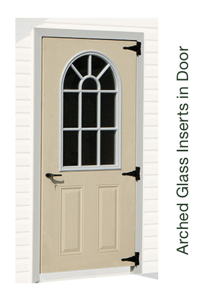 Arched Glass Inserts in Door